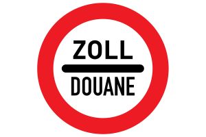 Symbolbild für Internationale Transporte & Zoll: Zoll-Schild zweisprachig beschriftet - ZOLL & DOUANE
