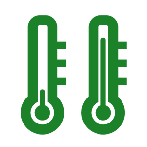 Icon: Zwei Thermometer zeigen kalt und warm an