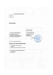 P.S.I. Speditions GmbH - AEO Zertifikat 2013